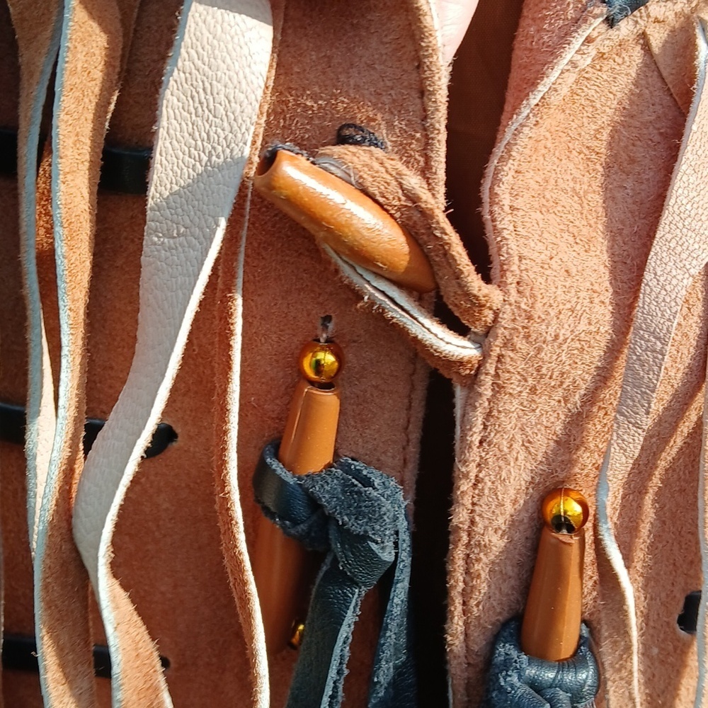REAL LEATHER SUEDE FRINGE JACKET SZ M - Picture 5 of 12
